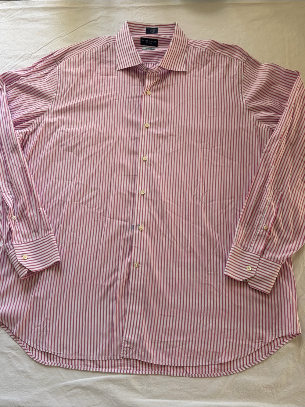 Peter Millar Red and White Striped Men’s Dress Shirt Size XL